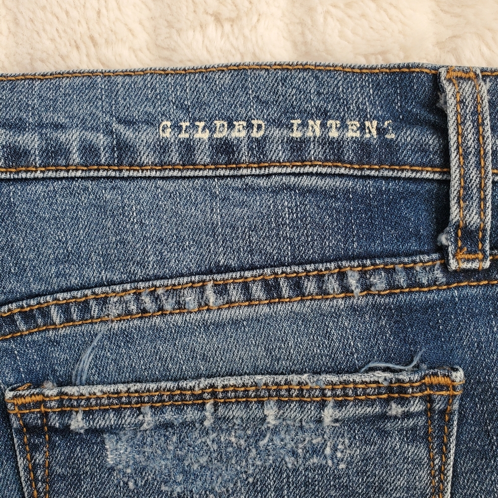 Gilded Intent Frayed Stretch Denim Shorts - Picture 3 of 11